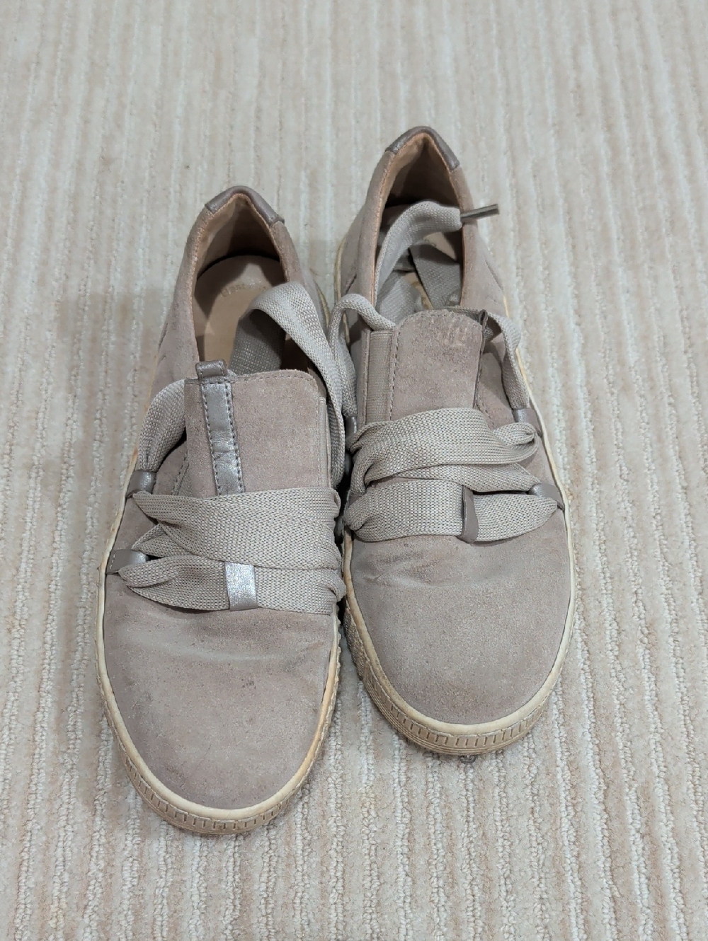 Gabor Women's Suede Lace-Up Sneakers — Light Taupe Size 4.5